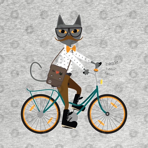 hipster cat on a bicycle by uncutcreations